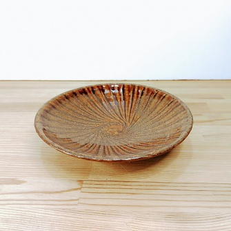 小鹿田焼の5寸皿 打ち刷毛目(うちはけめ)