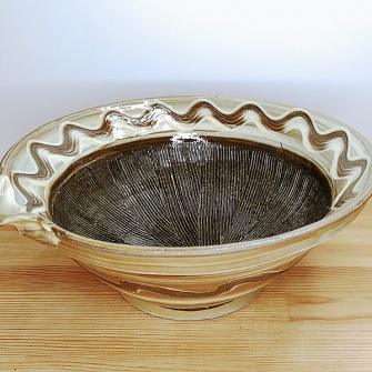 小鹿田焼の【アウトレット】8寸 すり鉢くし目一筆書き