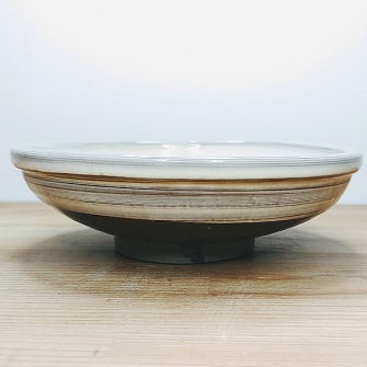 小鹿田焼の５寸フチ角鉢　飛び鉋(とびかんな)	