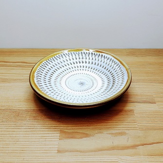 小鹿田焼の4寸皿 飛び鉋