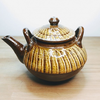 小鹿田焼の土瓶 茶 刷毛目