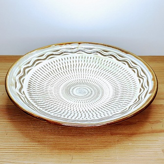 小鹿田焼の7寸皿 飛び鉋(とびかんな) くし目