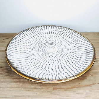 小鹿田焼の【アウトレット】7寸皿 飛び鉋(とびかんな)