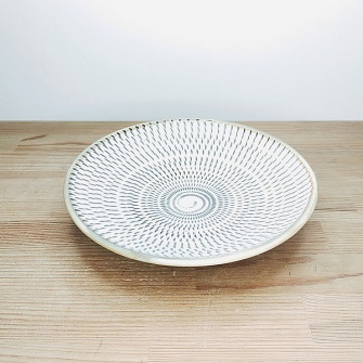 小鹿田焼の【アウトレット】５寸皿　飛び鉋（とびかんな）