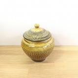 小鹿田焼の１．５合壺　飛び鉋　飴色