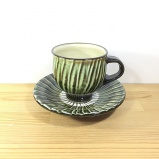 小鹿田焼のコーヒーカップセット刷毛目