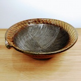 小鹿田焼の【アウトレット】７寸すり鉢　刷毛目 飴色