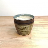 小鹿田焼のチューハイカップ 緑飛び鉋