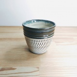 小鹿田焼のチューハイカップ　白飛び鉋