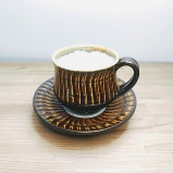 小鹿田焼の【アウトレット】コーヒーカップセット　刷毛目　茶