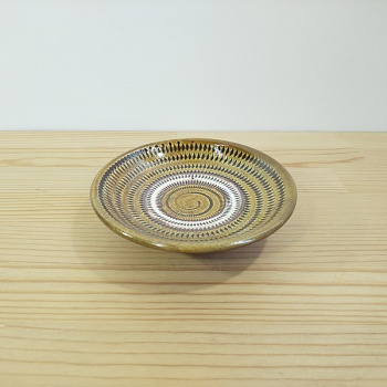 小鹿田焼の3寸皿 飴色